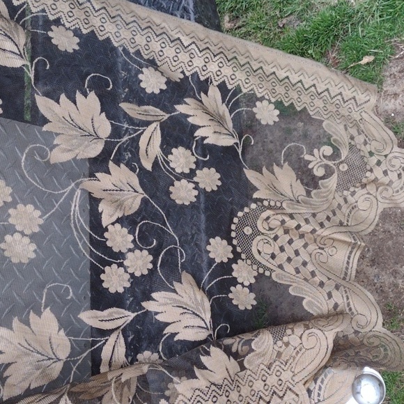 Vintage Floral Lace Curtain  Panels Pair NWOT Oversized 8'x4' - Picture 2 of 4